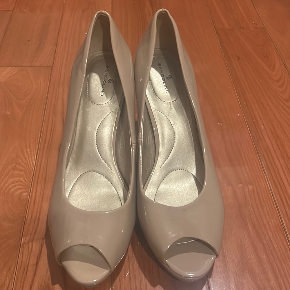 Nude peep toe heels